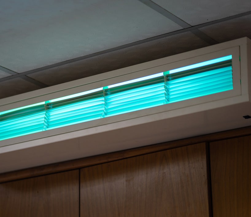 a room with a large window