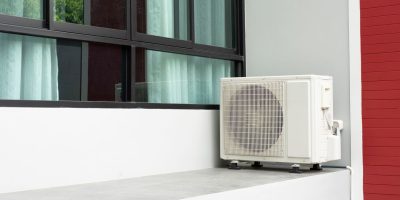 a building next to a window